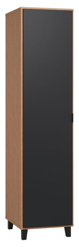 Armoire à portes battantes / armoire Leoncho 12, couleur : chêne / noir - Dimensions : 195 x 47 x 57 cm (H x L x P)