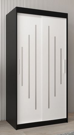 Armoire à portes coulissantes / Penderie Pilatus 01, Couleur : Noir / Blanc mat - Dimensions : 200 x 100 x 62 cm (h x l x p)
