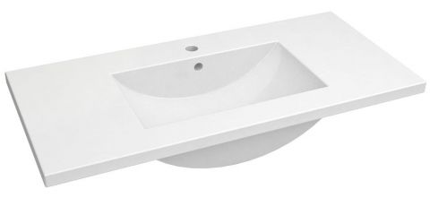 Salle de bain - lavabo Bokaro 03, couleur : blanc - 18 x 102 x 47 cm (H x L x P)