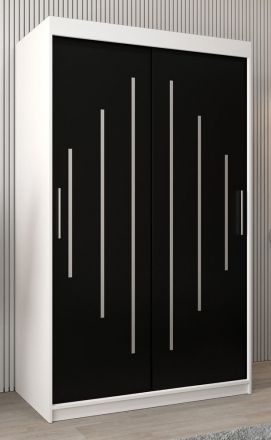 Armoire à portes coulissantes / Penderie Pilatus 02, Couleur : Blanc mat / Noir - Dimensions : 200 x 120 x 62 cm (h x l x p)