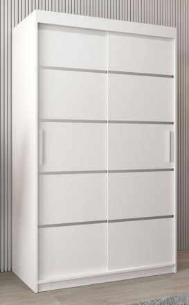 Armoire à portes coulissantes / Penderie Jan 02A, Couleur : Blanc mat - Dimensions : 200 x 120 x 62 cm ( h x l x p)