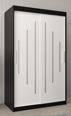 Armoire à portes coulissantes / Penderie Pilatus 02, Couleur : noir / blanc mat - Dimensions : 200 x 120 x 62 cm (h x l x p)