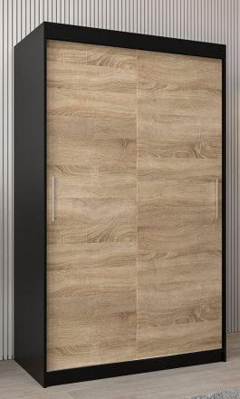 Armoire à portes coulissantes / Penderie Bisaurin 2A, Couleur : Noir / Chêne de Sonoma - Dimensions : 200 x 120 x 62 cm ( H x L x P)
