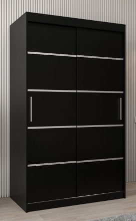 Armoire à portes coulissantes / Penderie Jan 02A, Couleur : Noir - Dimensions : 200 x 120 x 62 cm ( h x l x p)