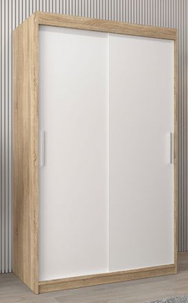 Armoire à portes coulissantes / Penderie Bisaurin 2A, Couleur : Chêne de Sonoma / Blanc mat - Dimensions : 200 x 120 x 62 cm ( H x L x P)