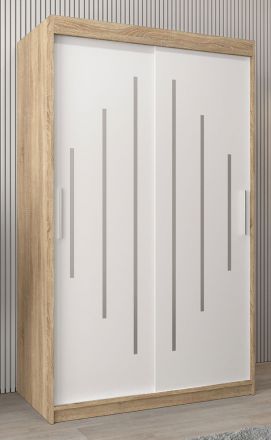 Armoire à portes coulissantes / Penderie Pilatus 02, Couleur : Chêne de Sonoma / Blanc mat - Dimensions : 200 x 120 x 62 cm (H x L x P)