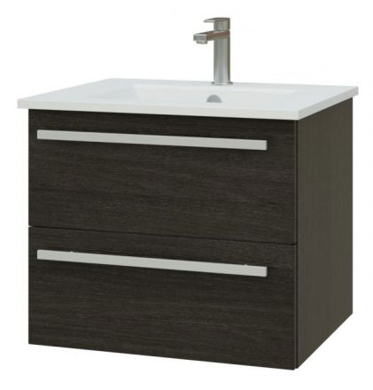 Meuble sous-lavabo Bidar 38, couleur : chêne noir - 50 x 62 x 45 cm (H x L x P)