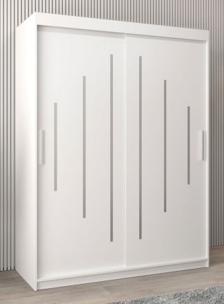 Armoire à portes coulissantes / Penderie Pilatus 03, Couleur : Blanc mat - Dimensions : 200 x 150 x 62 cm (h x l x p)