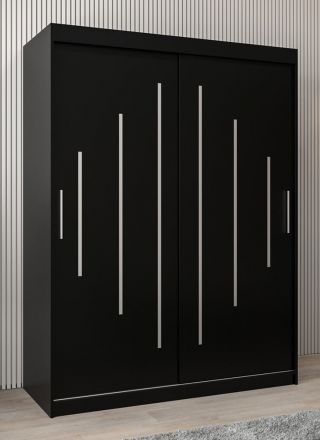 Armoire à portes coulissantes / Penderie Pilatus 03, Couleur : Noir - Dimensions : 200 x 150 x 62 cm (h x l x p)