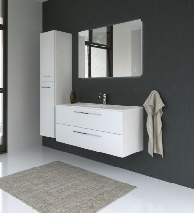 Meubles de salle de bains - Set BV Rajkot, 3 pièces y compris lavabo / vasque, couleur : blanc brillant