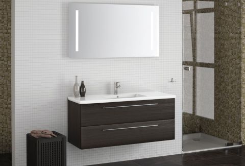 Meuble de salle de bains - Set CR Rajkot, 2 pièces y compris lavabo / vasque, couleur : chêne noir