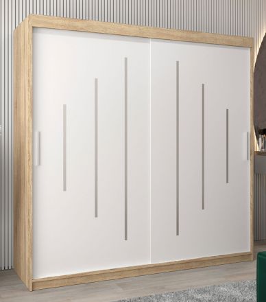 Armoire à portes coulissantes / Penderie Pilatus 05, Couleur : Chêne de Sonoma / Blanc mat - Dimensions : 200 x 200 x 62 cm (H x L x P)