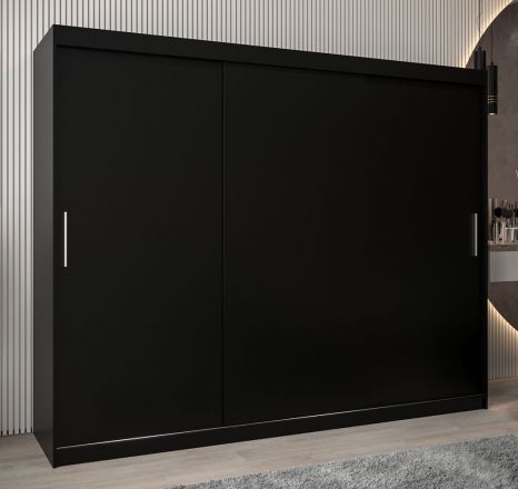 Armoire à portes coulissantes / Penderie Bisaurin 6A, Couleur : Noir - Dimensions : 200 x 250 x 62 cm ( h x l x p)