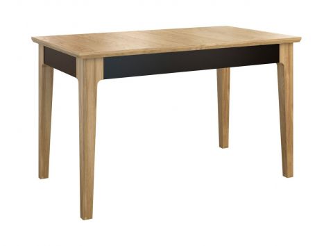 Table de salle à manger extensible "Topusko" 31, couleur : chêne / noir, partiellement massif - Dimensions : 130 - 220 x 80 cm (L x P)