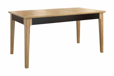 Table de salle à manger extensible "Topusko" 32, couleur : chêne / noir, partiellement massif - Dimensions : 160 - 250 x 90 cm (L x P)