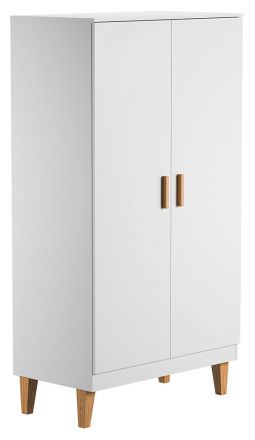 Armoire à portes battantes / armoire Rilind 04, couleur : blanc / chêne - Dimensions : 187 x 100 x 55 cm (H x L x P)