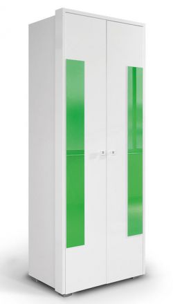 Chambre des jeunes - armoire à portes battantes / armoire Gabriel 16, couleur : blanc / vert - 220 x 85 x 54 cm (h x l x p)