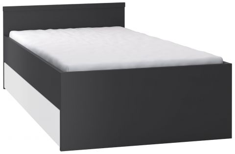 Lit pour enfants / lit de jeune Marincho 80 avec tiroir, couleur : noir / blanc - Surface de couchage : 90 x 200 cm