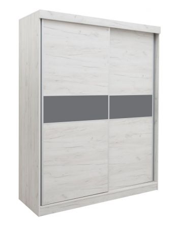 Armoire à portes coulissantes / armoire Bermeo 05, couleur : blanc chêne / anthracite - 220 x 180 x 65 cm (H x L x P)