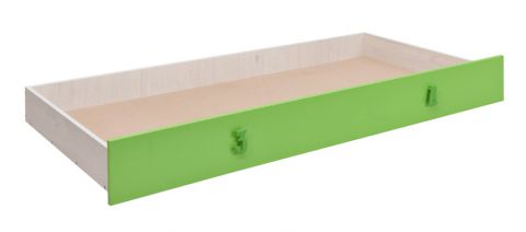 Tiroir de lit pour lit Luis, couleur : chêne blanc / vert - 80 x 190 cm (l x L)