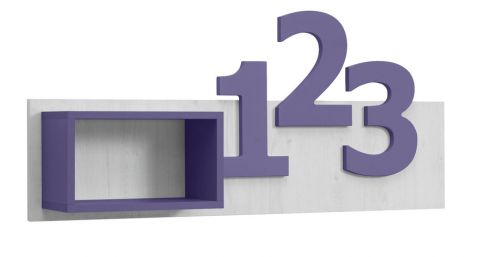 Chambre d'enfant - étagère à suspendre / étagère murale Luis 02, couleur : blanc chêne / violet - 54 x 120 x 22 cm (h x l x p)