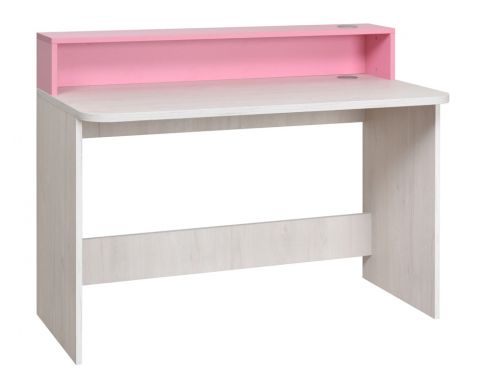 Chambre d'enfant - bureau Luis 04, couleur : chêne blanc / rose - 93 x 120 x 60 cm (H x L x P)