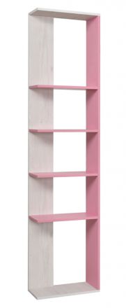 Chambre d'enfant - Étagère Luis 07, couleur : blanc chêne / rose - 218 x 50 x 22 cm (h x l x p)
