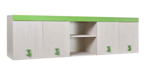 Chambre d'enfant - armoire murale Luis 14, couleur : chêne blanc / vert - 58 x 205 x 42 cm (H x L x P)