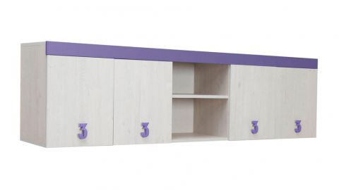 Chambre d'enfant - armoire murale Luis 14, couleur : chêne blanc / violet - 58 x 205 x 42 cm (H x L x P)