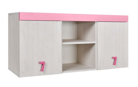 Chambre d'enfant - placard Luis 15, couleur : chêne blanc / rose - 58 x 120 x 42 cm (H x L x P)