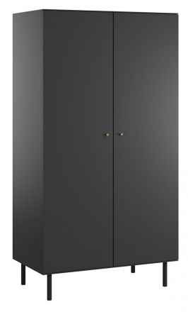 Armoire à portes battantes / armoire Airin 04, couleur : noir - Dimensions : 188 x 100 x 55 cm (H x L x P)