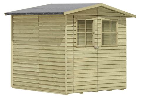 Abri de jardin 04, en bois de pin, FSC® - Dimensions extérieures avec toit : 200 x 200 x 210 cm (L x l x h)