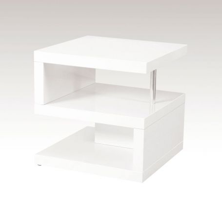 Table basse Dakoro 14, couleur : blanc brillant - Dimensions : 50 x 50 x 50 cm (H x L x P)