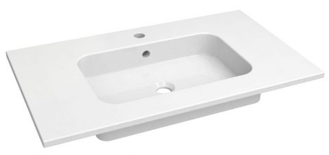 Salle de bains - lavabo Dhule 04, couleur : blanc - 14 x 81 x 36 cm (H x L x P)