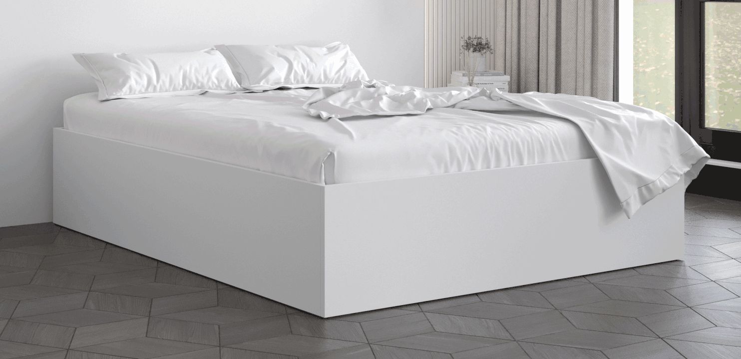 Lit double au design moderne Dufourspitze 10, Couleur : Blanc - couchage : 160 x 200 cm (l x L)