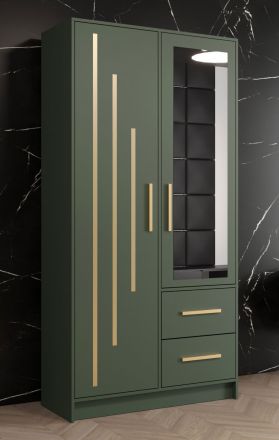 Armoire exceptionnelle à cinq casiers Similaun 39, Couleur : Vert - Dimensions : 202 x 103 x 40 cm (h x l x p), avec deux tiroirs et une tringle à vêtements