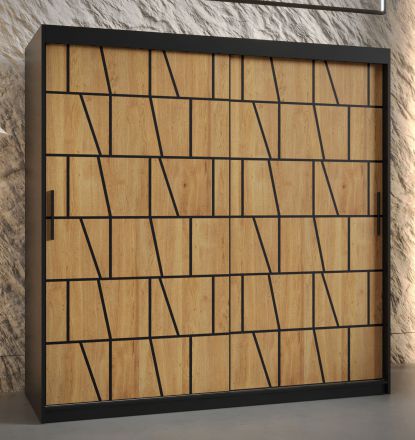 Armoire avec motif moderne Olperer 10, Couleur : Noir mat - Dimensions : 200 x 180 x 62 cm (h x l x p), avec 10 compartiments
