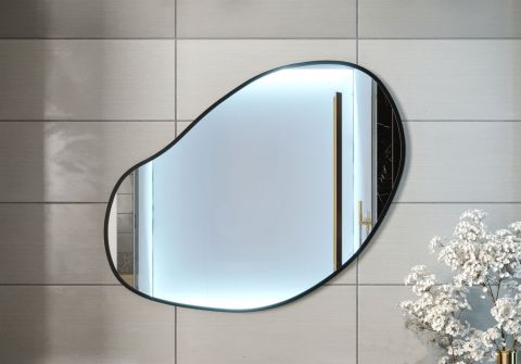 Miroir stylé dans une forme exceptionnelle Allalinhorn 01, Couleur : Noir mat - Dimensions : 76 x 83 cm (h x l)