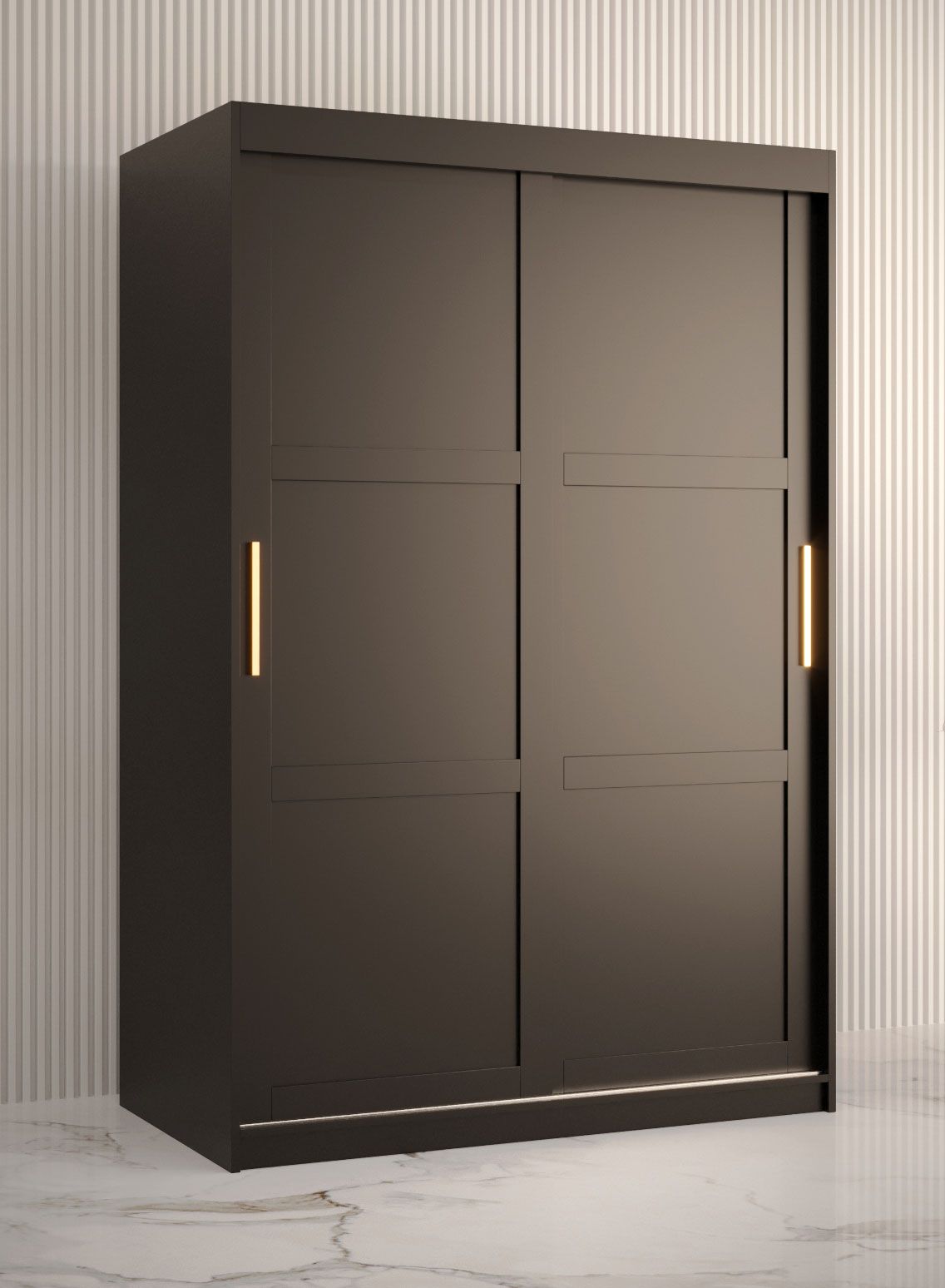 Armoire de forme simple Liskamm 08, Couleur : Noir mat - Dimensions : 200 x 120 x 62 cm (h x l x p), avec deux portes