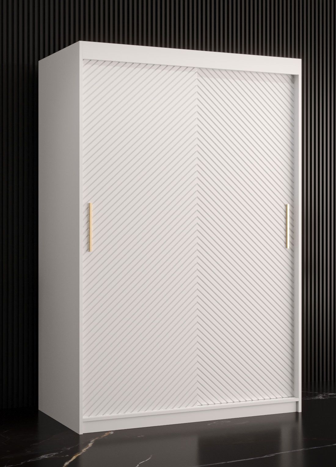 Armoire noble au design sobre Balmenhorn 05, Couleur : Blanc mat - Dimensions : 200 x 120 x 62 cm (h x l x p), avec cinq casiers et deux tringles à vêtements