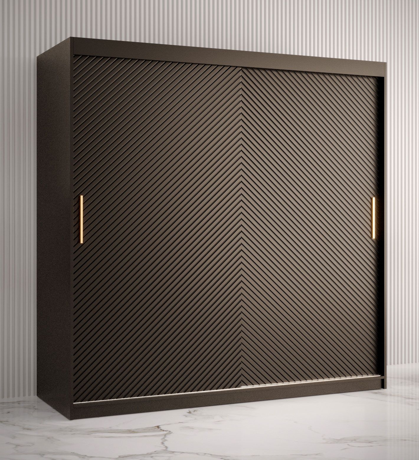 Armoire sobre avec grand espace de rangement Balmenhorn 16, Couleur : Noir mat - Dimensions : 200 x 180 x 62 cm (h x l x p), avec 10 compartiments et deux tringles à vêtements