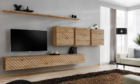 Elégant meuble-paroi Kongsvinger 48, couleur : chêne wotan - dimensions : 150 x 340 x 40 cm (h x l x p), avec cinq portes