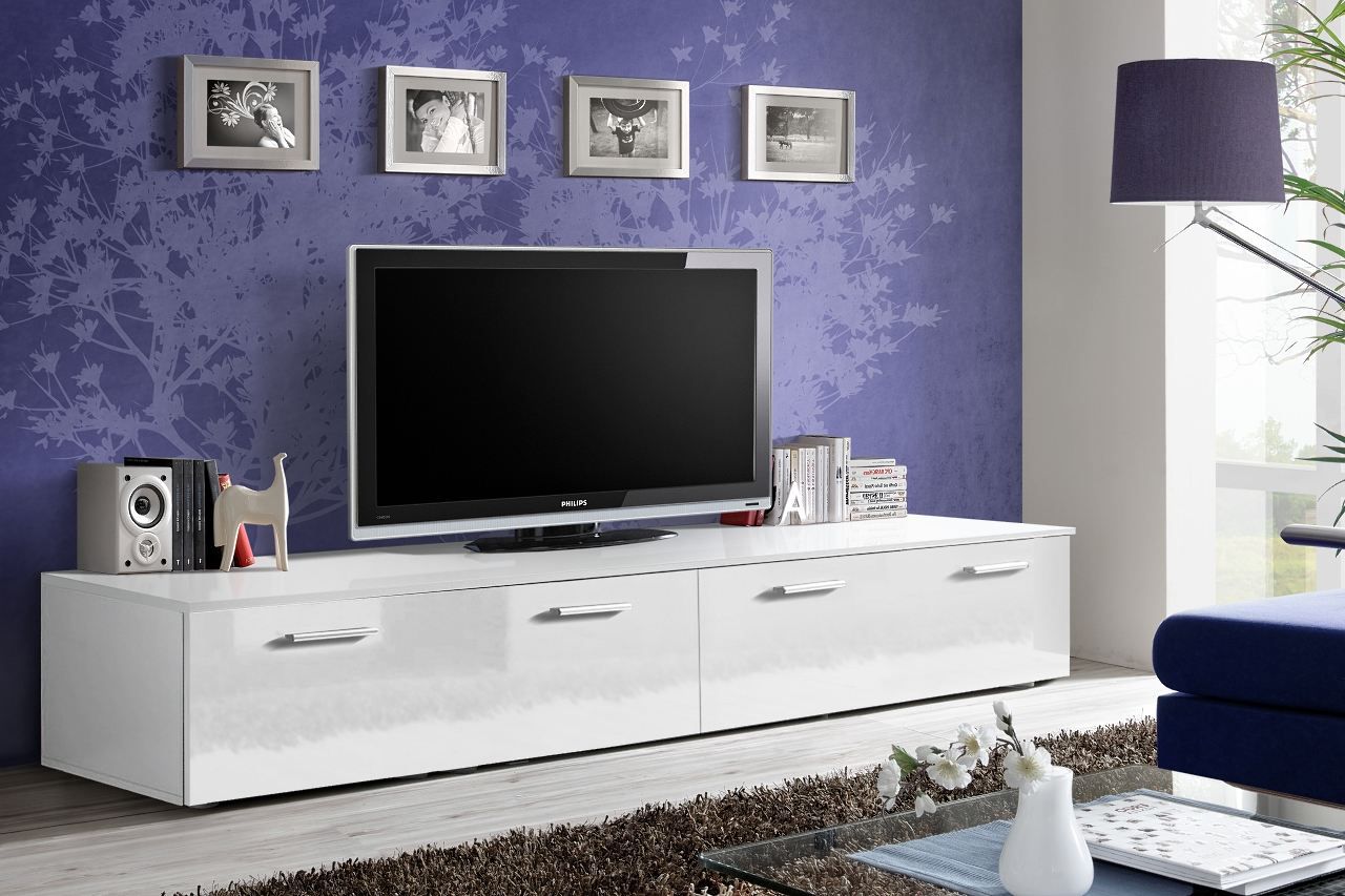 Meuble TV ARTIDE 190 cm avec cheminée electrique style art deco