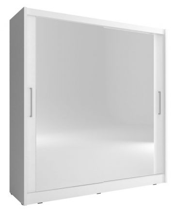 Armoire neutre avec deux grands miroirs Warbreck 53, Couleur : Blanc - Dimensions : 200 x 180 x 62 cm (h x l x p), avec grand espace de rangement