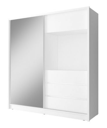 Armoire à portes coulissantes avec trois tiroirs et trois compartiments Withington 04, Couleur : Blanc - Dimensions : 214 x 204 x 62 cm (h x l x p)