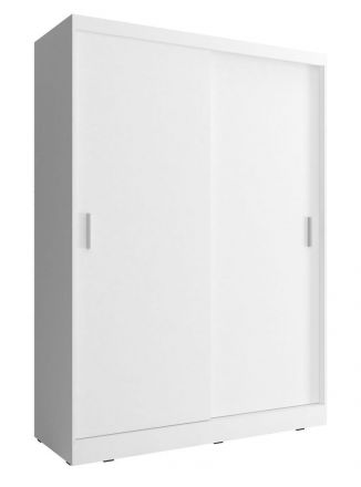 Armoire à portes coulissantes au design épuré Bickleigh 04, Couleur : Blanc - Dimensions : 200 x 150 x 62 cm (h x l x p), avec cinq casiers