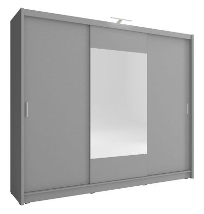 Armoire moderne avec miroir Bickleigh 09, Couleur : Gris - Dimensions : 214 x 250 x 62 cm (h x l x p), avec 12 compartiments