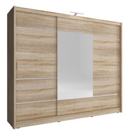 Armoire grand format à portes coulissantes avec 12 compartiments Bickleigh 11, Couleur : Chêne de Sonoma - Dimensions : 214 x 250 x 62 cm (H x L x P)