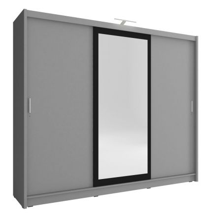 Armoire moderne avec une porte miroir Bickleigh 17, Couleur : Gris - Dimensions : 214 x 250 x 62 cm (h x l x p), avec grand espace de rangement