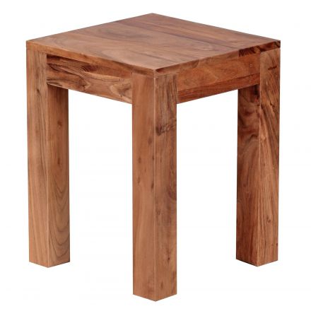 Table d'appoint carrée en bois massif d'acacia, couleur : acacia - dimensions : 45 x 35 x 35 cm (h x l x p), fabriquée à la main